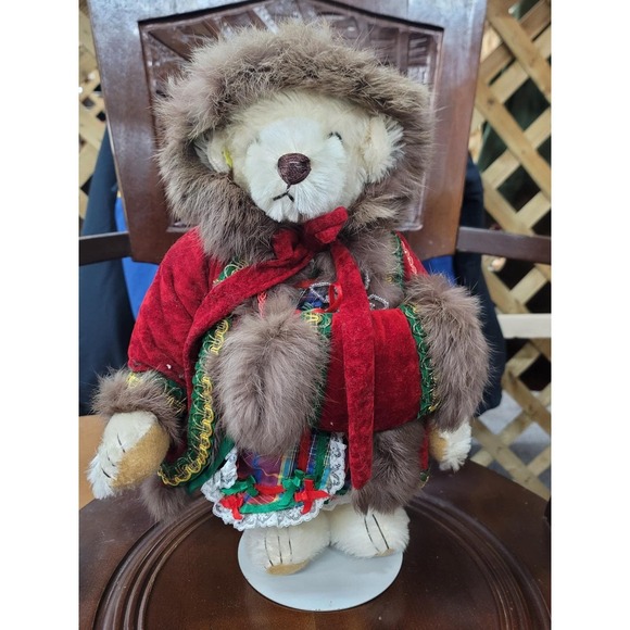 Gorham Other - 1987 Christmas Mohair Teddy Bear Hollybeary Kringle Beverly Port Gorham Ltd Ed
